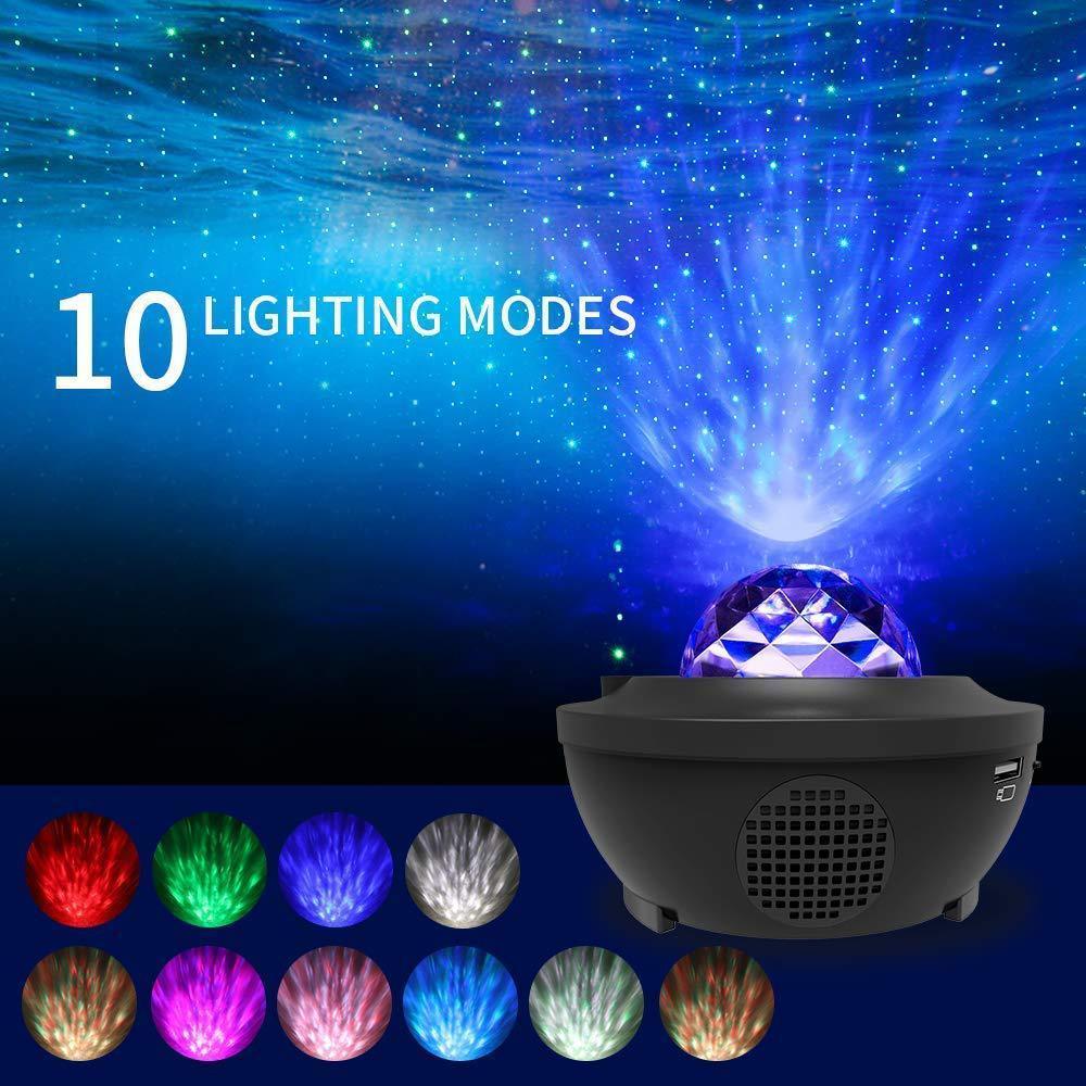 Stevvex LED Cloud projector night light with Bluetooth speaker, black base, diamond top on Tampa Home & Garden Store