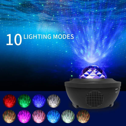 Stevvex LED Cloud projector night light with Bluetooth speaker, black base, diamond top on Tampa Home & Garden Store