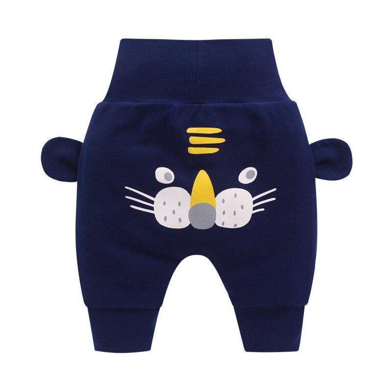 Stevvex baby pants navy blue with cartoon animal face print and side ear accents on Tampa Home & Garden Store