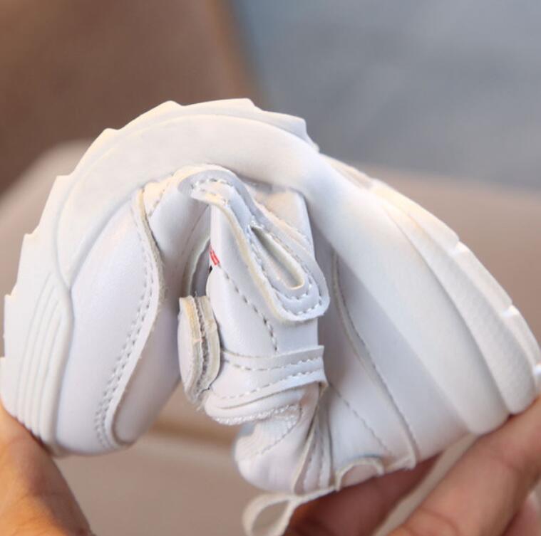 Stevvex white leather toddler sneakers with Velcro strap for baby and little kids on Tampa Home & Garden Store