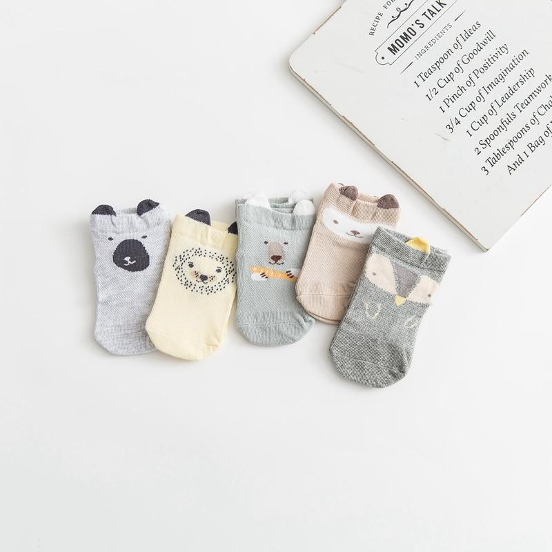 5 pairs of thin combed cotton baby socks with animal faces in pastel colors for newborns on Tampa Home & Garden Store