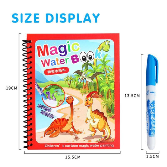 Stevvex Magic Water Book coloring set with 1 red spiral notebook and 1 blue water pen on Tampa Home & Garden Store