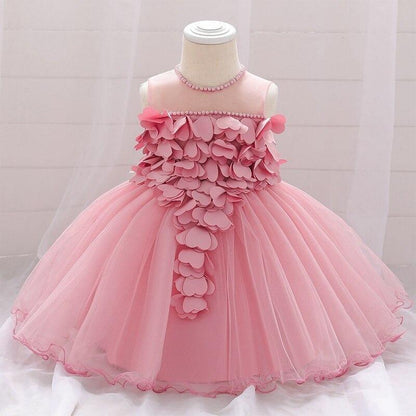Toddler pink princess lace tutu dress with layered petal appliques and tulle skirt on Tampa Home & Garden Store
