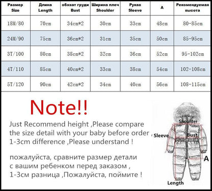 Stevvex kids puffer jacket jumpsuit size chart with length bust shoulder sleeve 18M–5T on Tampa Home & Garden Store