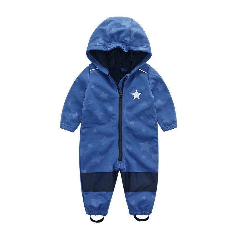 Kids blue Stevvex star print ski suit hooded waterproof soft shell with fleece lining on Tampa Home & Garden Store