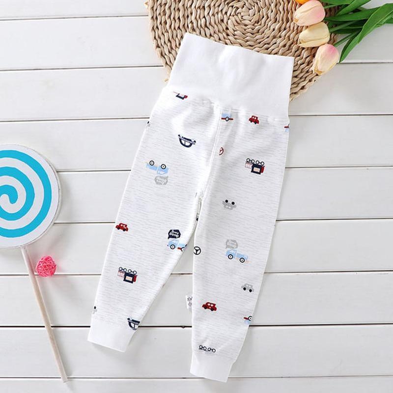 Baby pants leggings White cotton Stevvex vehicle prints high waist unisex newborn trousers on Tampa Home & Garden Store