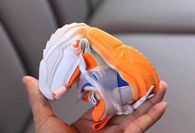 Baby sneakers Stevvex orange outsole white upper non-slip breathable toddler shoes on Tampa Home & Garden Store