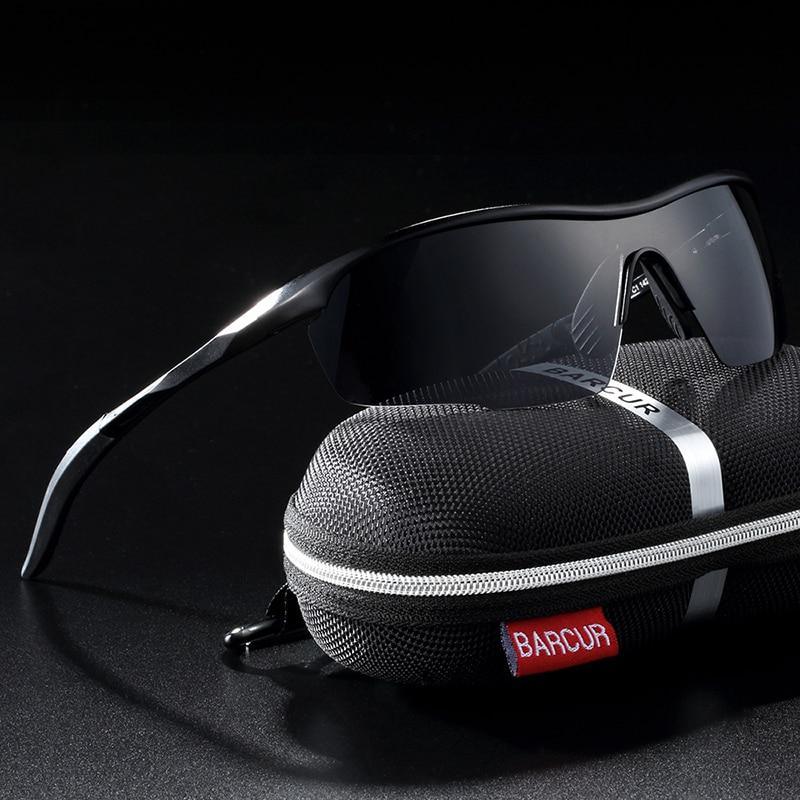 Stevvex polarized sunglasses with UV400 lenses, aluminum frame in black on BARCUR case on Tampa Home & Garden Store