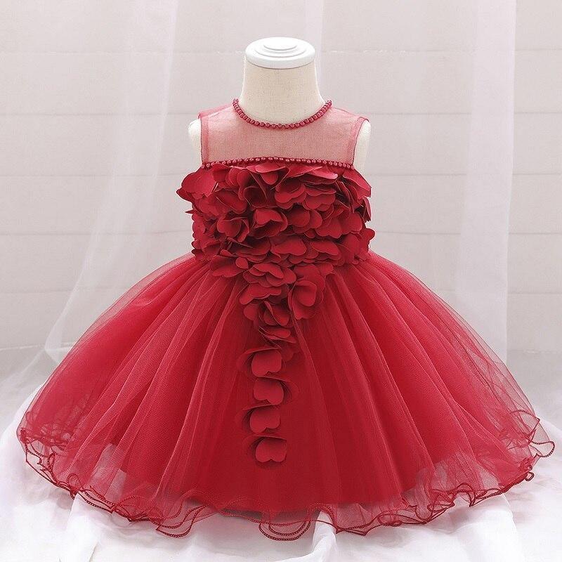 Stevvex red lace tutu dress for baby girls with petal appliqué bodice and tulle skirt on Tampa Home & Garden Store