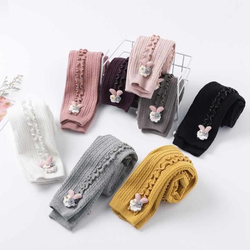 Cute Rabbit Colorful Skinny Leggings for Kids Stevvex knitted bunny applique 8-color set on Tampa Home & Garden Store