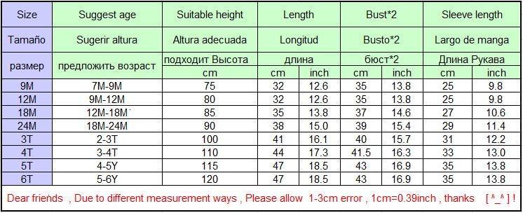 Baby Girls Winter Coat size chart by Stevvex 9M–6T with height length bust sleeve cm/in on Tampa Home & Garden Store