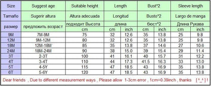 Baby Girls Winter Coat size chart by Stevvex 9M–6T with height length bust sleeve cm/in on Tampa Home & Garden Store