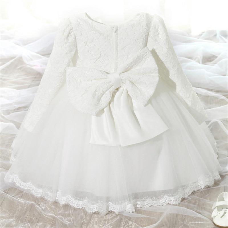 Baby christening gown by Stevvex with lace bodice, large back bow and tulle skirt, white on Tampa Home & Garden Store