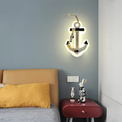 DecorBites Kids LED Ship Rudder Wall Light, anchor-shaped nautical decor with warm white glow on Tampa Home & Garden Store