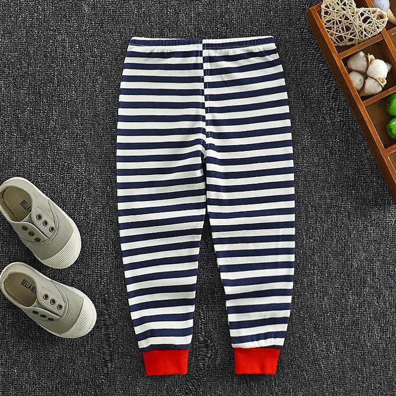 Baby striped navy and white cotton pants with red ribbed cuffs for kids on Tampa Home & Garden Store