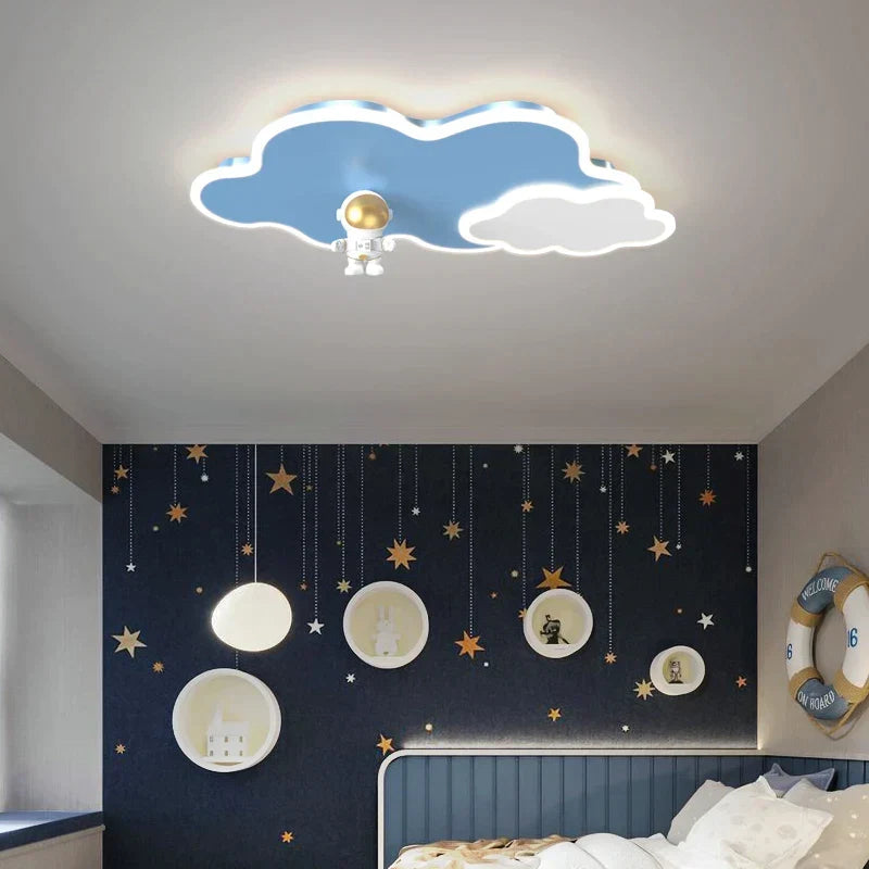 DecorBites Kids Space Theme Ceiling Lamp blue cloud with astronaut figure for bedroom on Tampa Home & Garden Store