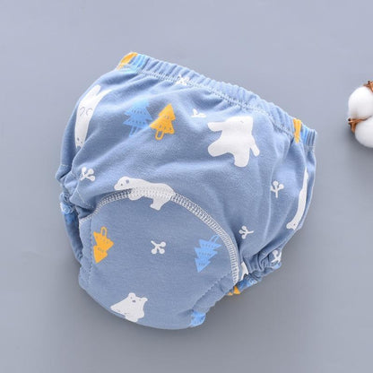 Stevvex blue baby training pants cloth diaper with white animal prints and trees on Tampa Home & Garden Store