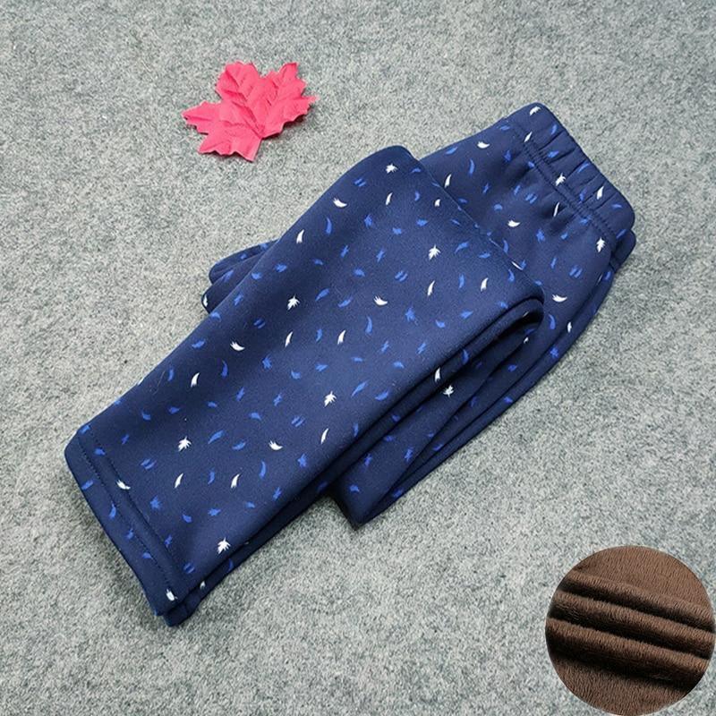 Stevvex kids thick navy blue leggings with white and light-blue polka specks, 1 pair on Tampa Home & Garden Store