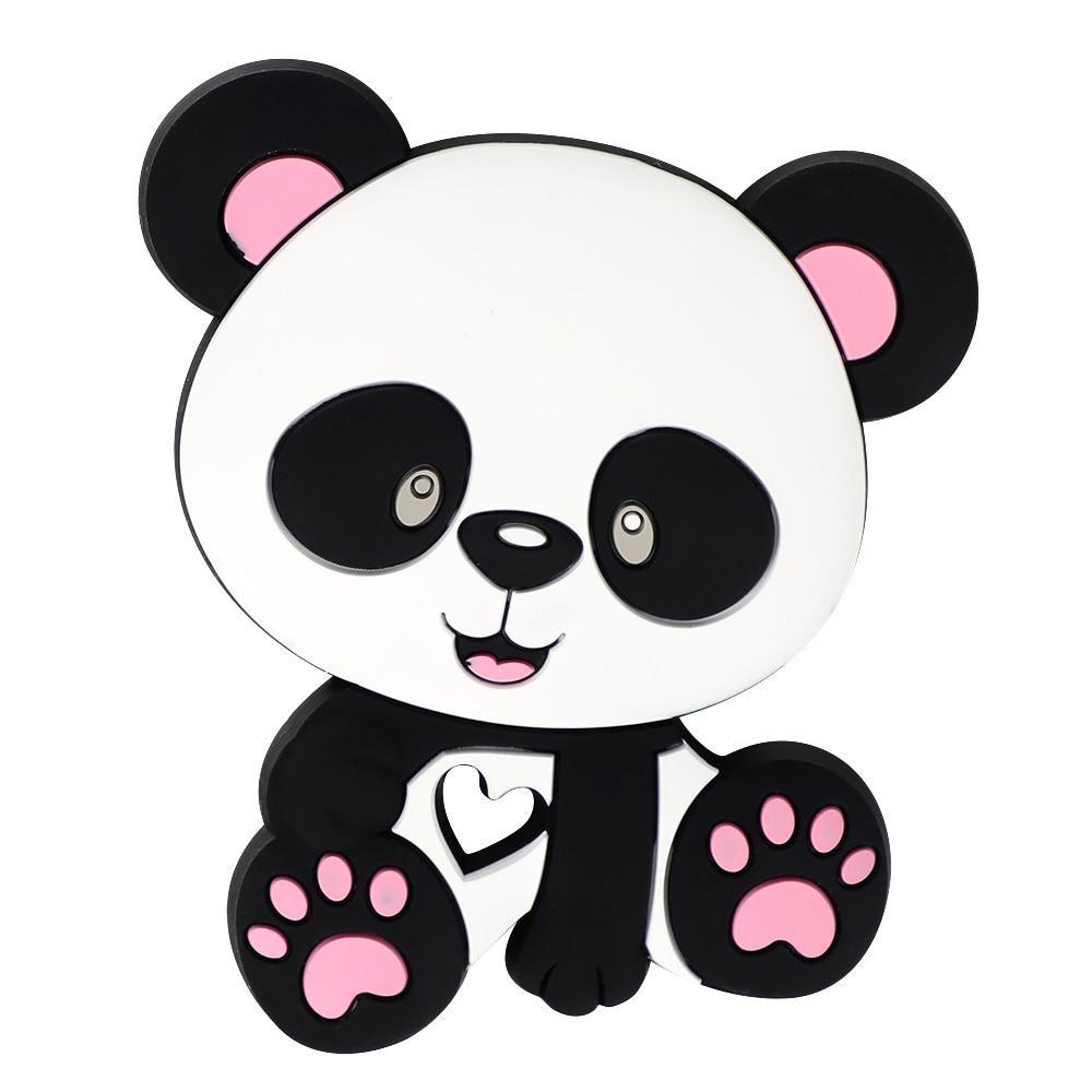 Panda BPA-free silicone teether for babies with black white paw pads and heart chest detail on Tampa Home & Garden Store