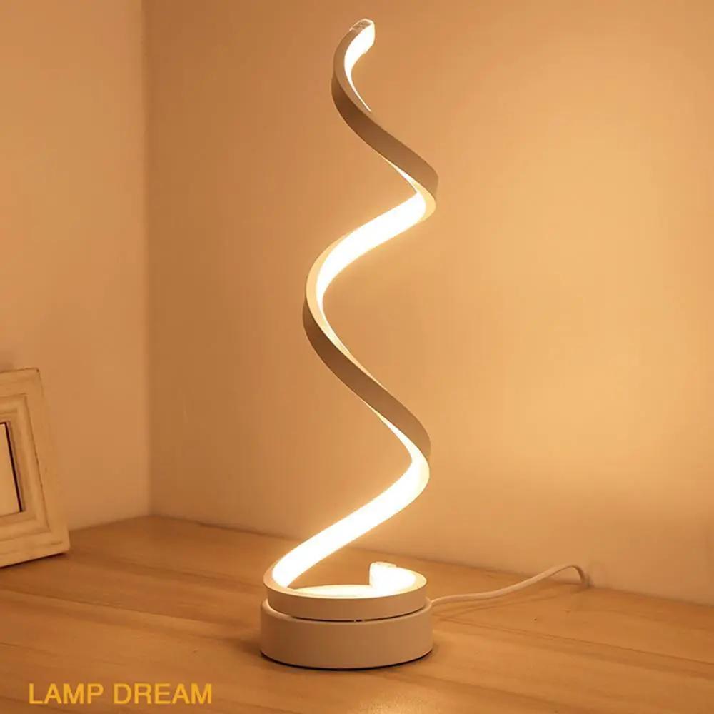 Led Spiral Table Lamp, Modern Curved Desk Light