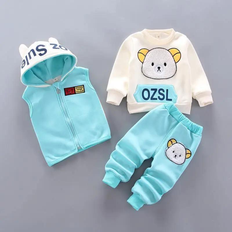 Bear Ear Hooded Baby Sweater Set for Autumn Wear