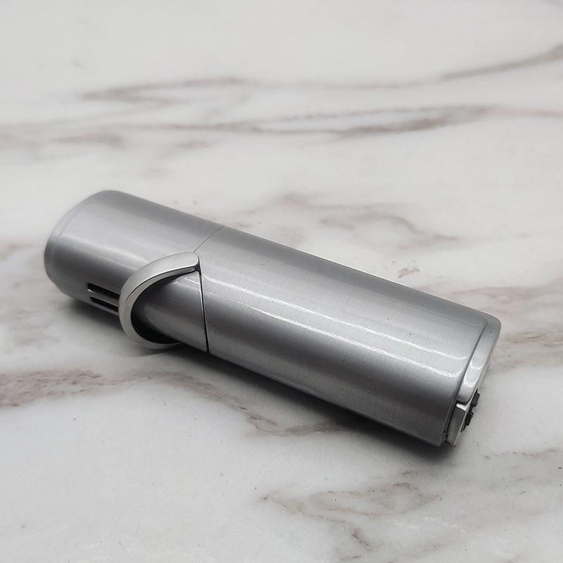 Stevvex silver metal lighter in compact cylindrical design on Tampa Home & Garden Store