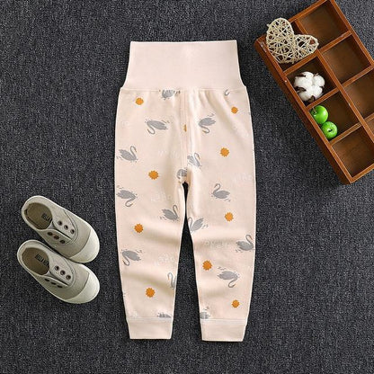 Stevvex baby long pants pink cotton leggings with swan print for newborns on Tampa Home & Garden Store
