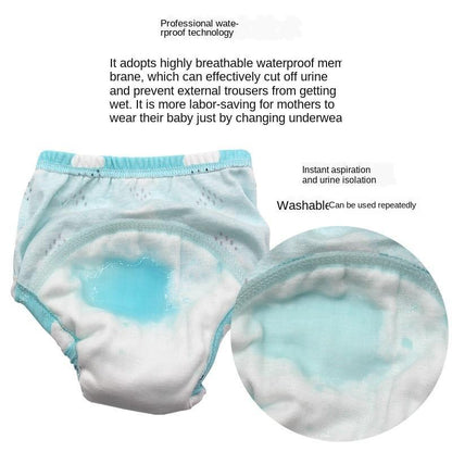 Stevvex baby training pants cloth diaper washable 6-layer gauze cover breathable blue nappies on Tampa Home & Garden Store