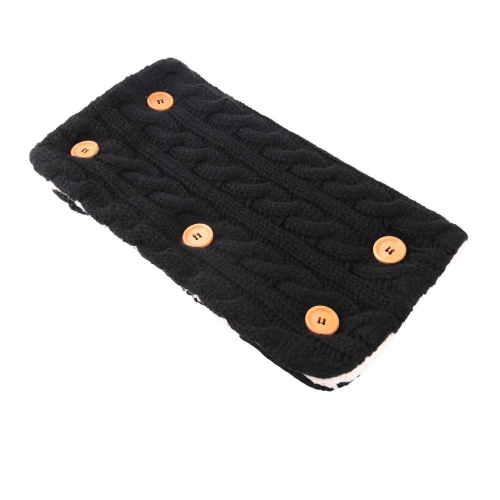 Stevvex handmade wool baby swaddling blanket, black cable-knit with wooden buttons on Tampa Home & Garden Store