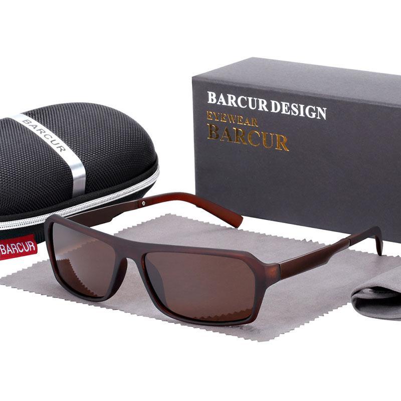 Barcur square sports sunglasses brown frame brown lenses UV400 with case and BARCUR box on Tampa Home & Garden Store
