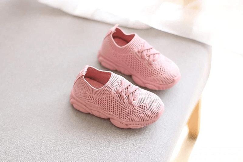 Stevvex pink knitted baby sneakers with anti-slip sole, toddler casual shoes, pair on Tampa Home & Garden Store