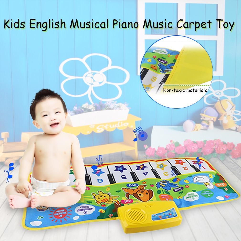 Stevvex baby English musical piano mat, colorful floor carpet piano keys and yellow toy piano on Tampa Home & Garden Store