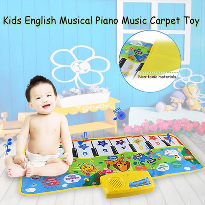 Stevvex baby English musical piano mat, colorful floor carpet piano keys and yellow toy piano on Tampa Home & Garden Store