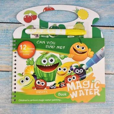 Montessori coloring book with magic water pen drawing board for kids fruit characters on Tampa Home & Garden Store