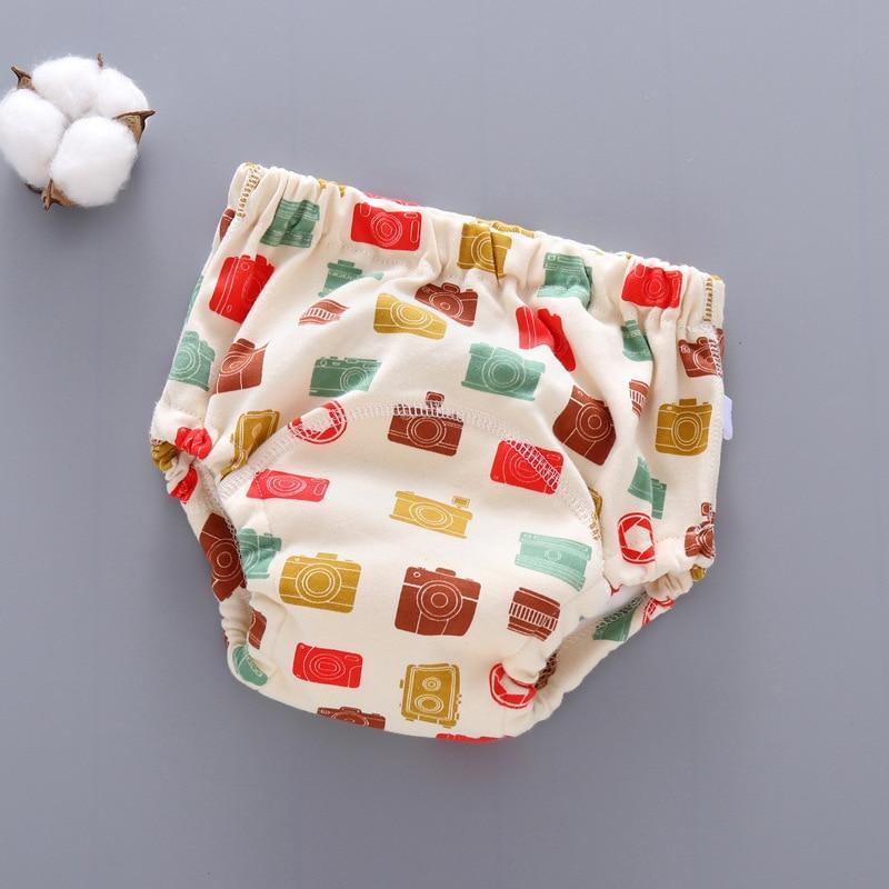 Stevvex baby training pants cloth diaper 6-layer gauze, breathable, camera-print beige fabric on Tampa Home & Garden Store