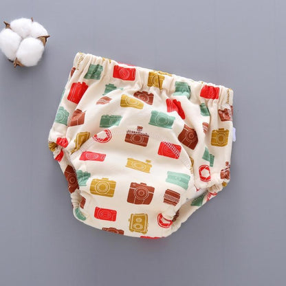 Stevvex baby training pants cloth diaper 6-layer gauze, breathable, camera-print beige fabric on Tampa Home & Garden Store