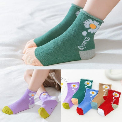Stevvex baby cotton winter socks 5-pair set in assorted colors with daisy pattern on Tampa Home & Garden Store