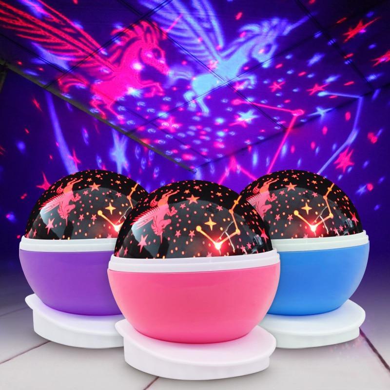 LED starry night light projector lamp with three pink purple blue spheres for kids rooms on Tampa Home & Garden Store