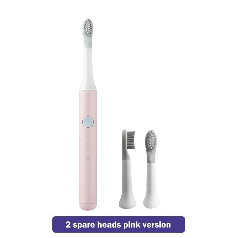 Stevvex pink sonic electric toothbrush with 2 spare brush heads for adults on Tampa Home & Garden Store