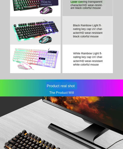 FLIPSTYLEZLLC USB wired gaming keyboard and mouse set RGB backlit black and white variants on Tampa Home & Garden Store