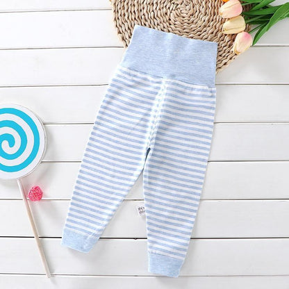 Stevvex baby striped cotton pants with high waist in light blue and white on Tampa Home & Garden Store
