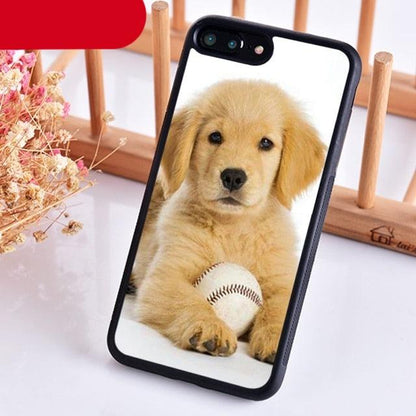 iPhone case Stevvex with Golden Retriever puppy holding a baseball, silicone, black bumper on Tampa Home & Garden Store