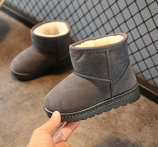 Winter kids snow boots Stevvex gray suede plush lining on Tampa Home & Garden Store