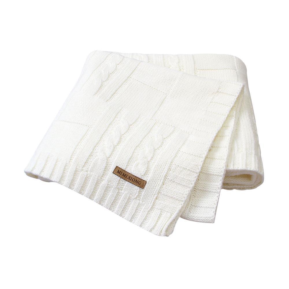 Stevvex white knitted baby swaddle blanket with cable pattern soft newborn bedding on Tampa Home & Garden Store