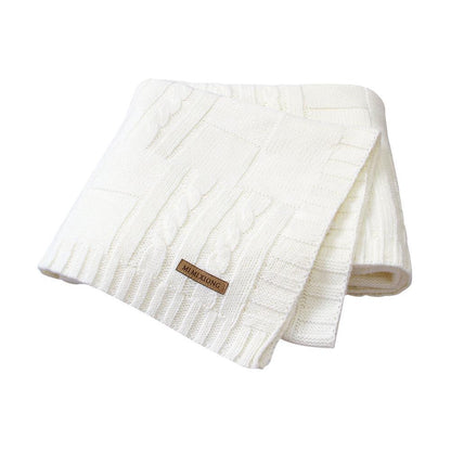 Stevvex white knitted baby swaddle blanket with cable pattern soft newborn bedding on Tampa Home & Garden Store
