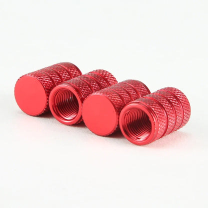 Valve stem caps 4pcs red with knurled texture, aluminum tire accessories by BikerZoneZ on Tampa Home & Garden Store