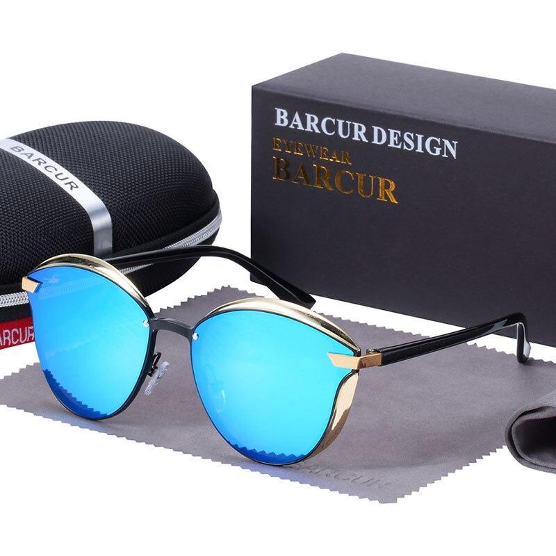 Stevvex rimless sunglasses with blue mirrored lenses Barcur case on Tampa Home & Garden Store