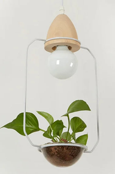 Art Deco LED Plant Pendant Light Wood Base Rustic Hanging Lamp for Dining Cafe Bar - Tampa Home & Garden Store