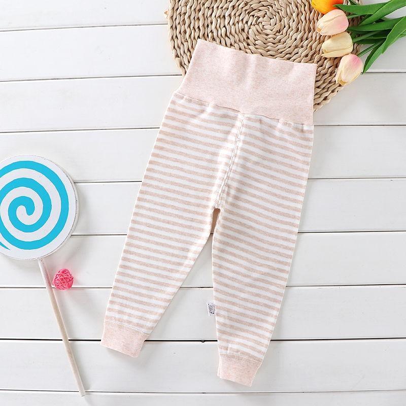 Baby striped cotton leggings with high waist pink beige for newborns Stevvex on Tampa Home & Garden Store