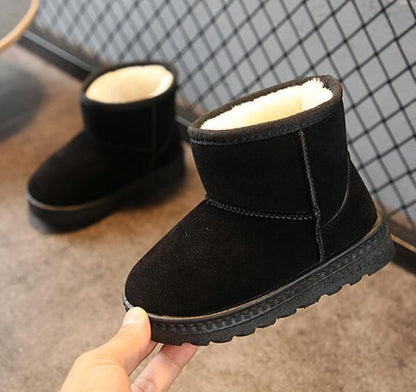 Stevvex black plush lined winter kids snow boots for toddlers, thick sole, 2 boots on Tampa Home & Garden Store